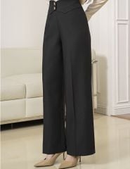 Quần âu nữ ống suông cạp thân trước cách điệu