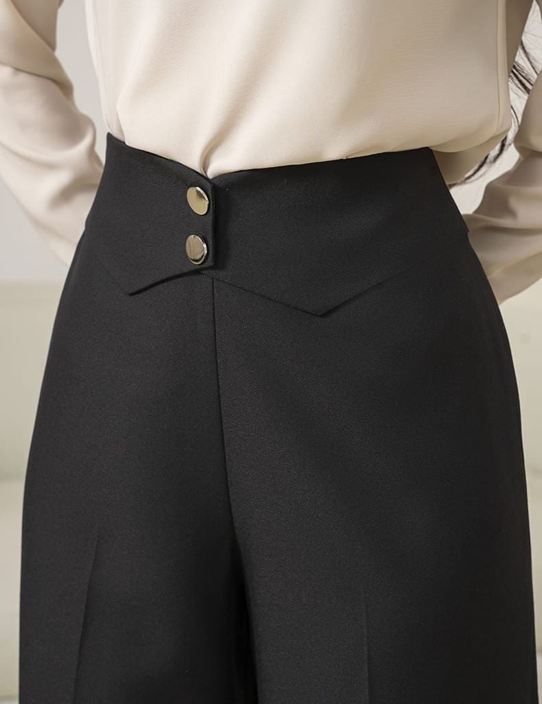 Quần âu nữ ống suông cạp thân trước cách điệu