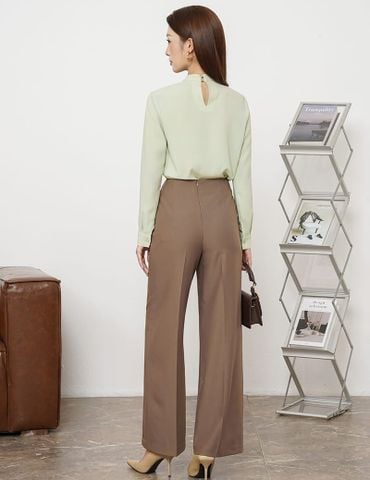 Quần âu nữ ống suông đính cúc trang trí