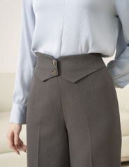 Quần âu nữ ống suông cạp thân trước cách điệu