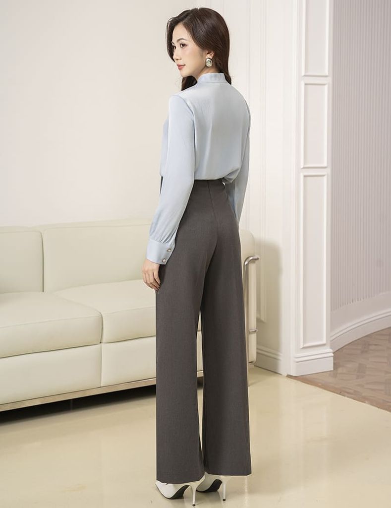 Quần âu nữ ống suông cạp thân trước cách điệu