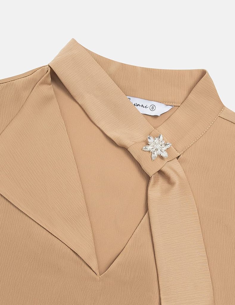 Áo sơ mi dài tay nữ cổ V