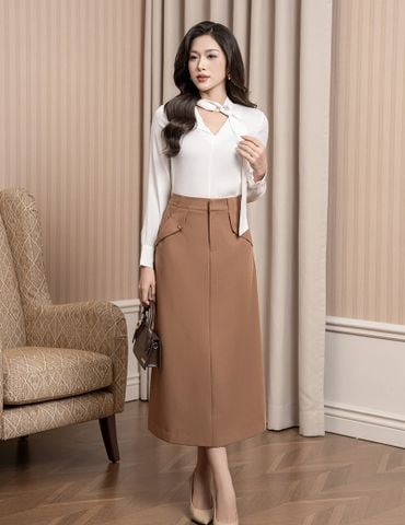 Áo sơ mi dài tay nữ cổ V