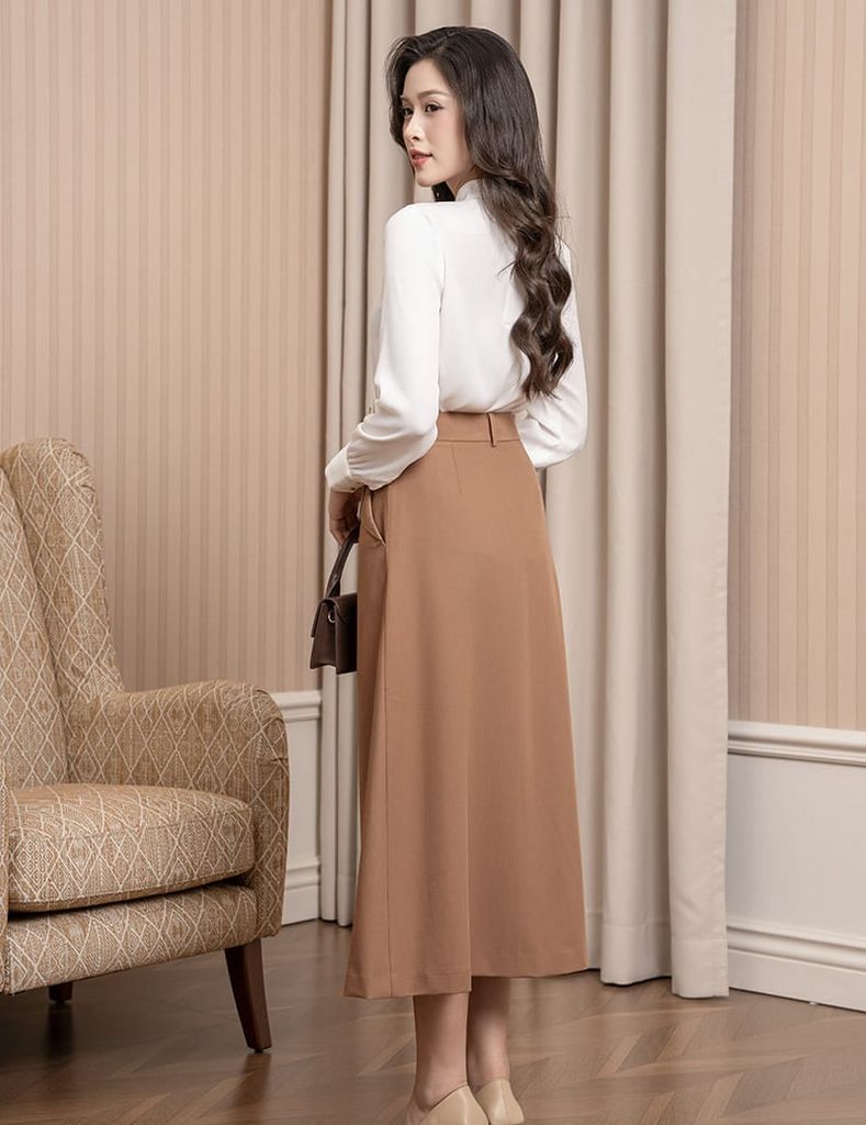 Áo sơ mi dài tay nữ cổ V