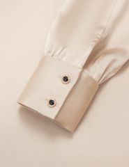 Áo sơ mi dài tay nữ cổ cài ghim trang trí