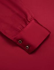 Áo sơ mi dài tay nữ cổ cài ghim trang trí