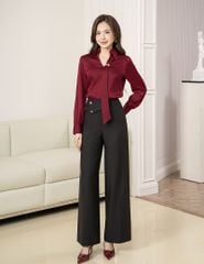 Quần âu nữ ống suông đính cúc trang trí