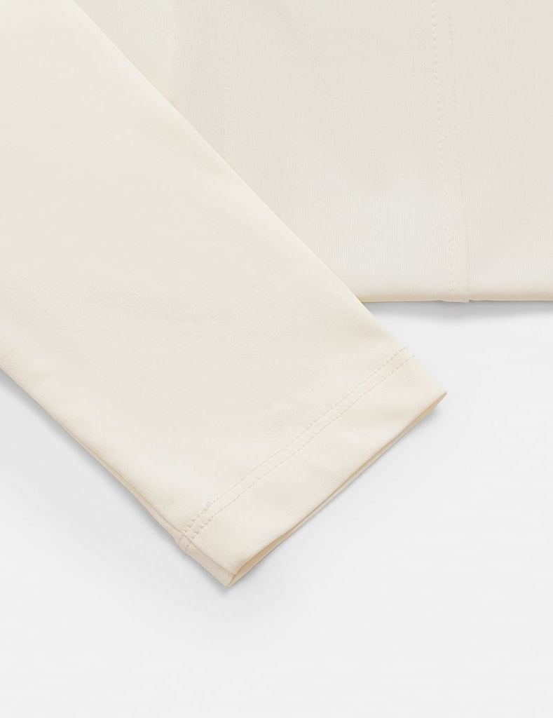 Áo thun dài tay cổ bẻ nữ can diễu 2 bên thân trước