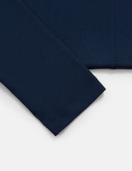Áo thun dài tay cổ bẻ nữ can diễu 2 bên thân trước