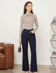 Áo thun dài tay nữ cổ vặn xoắn