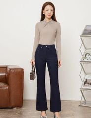 Áo thun dài tay nữ cổ vặn xoắn