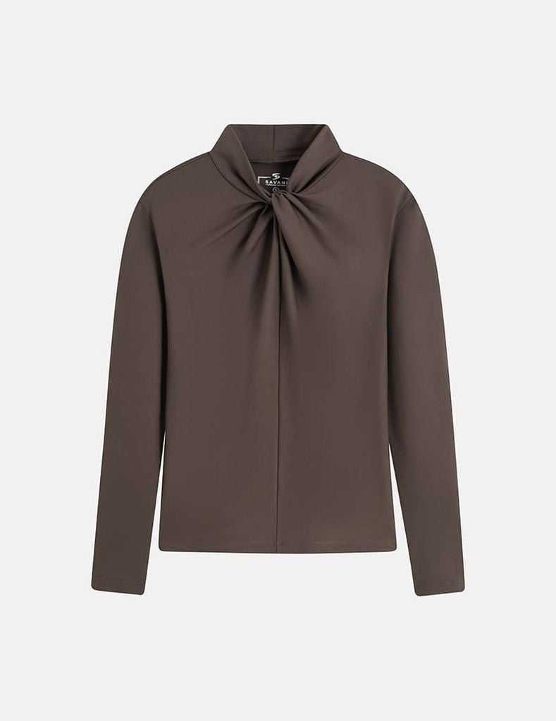 Áo thun dài tay nữ cổ vặn xoắn