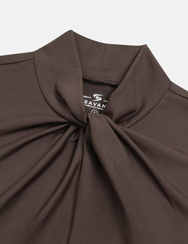 Áo thun dài tay nữ cổ vặn xoắn