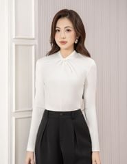 Áo thun dài tay nữ cổ vặn xoắn