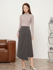 Áo thun dài tay nữ cổ cao in logo trước ngực