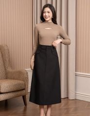 Áo thun nữ dài tay cổ cao dáng ôm