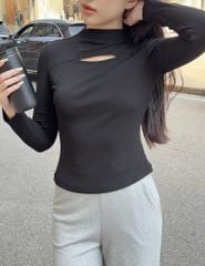 Áo thun nữ dài tay cổ cao dáng ôm