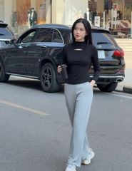 Áo thun nữ dài tay cổ cao dáng ôm