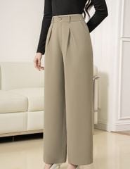 Quần âu nữ ống suông cạp kẹp lé