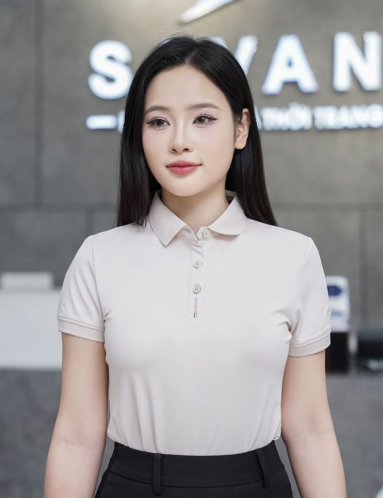 Áo polo nữ mắt chim nẹp cổ in thêu tay