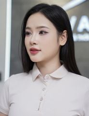 Áo polo nữ mắt chim nẹp cổ in thêu tay