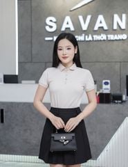 Áo polo nữ mắt chim nẹp cổ in thêu tay