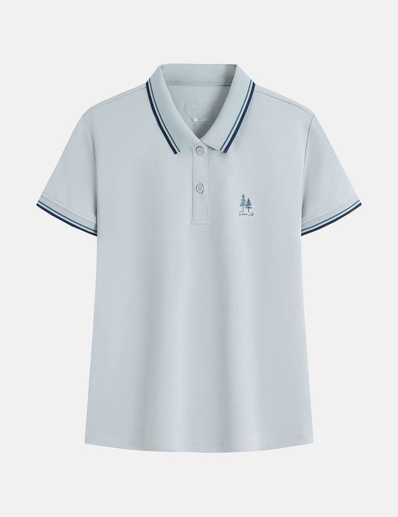 Áo polo nữ ngắn tay hình in trước ngực