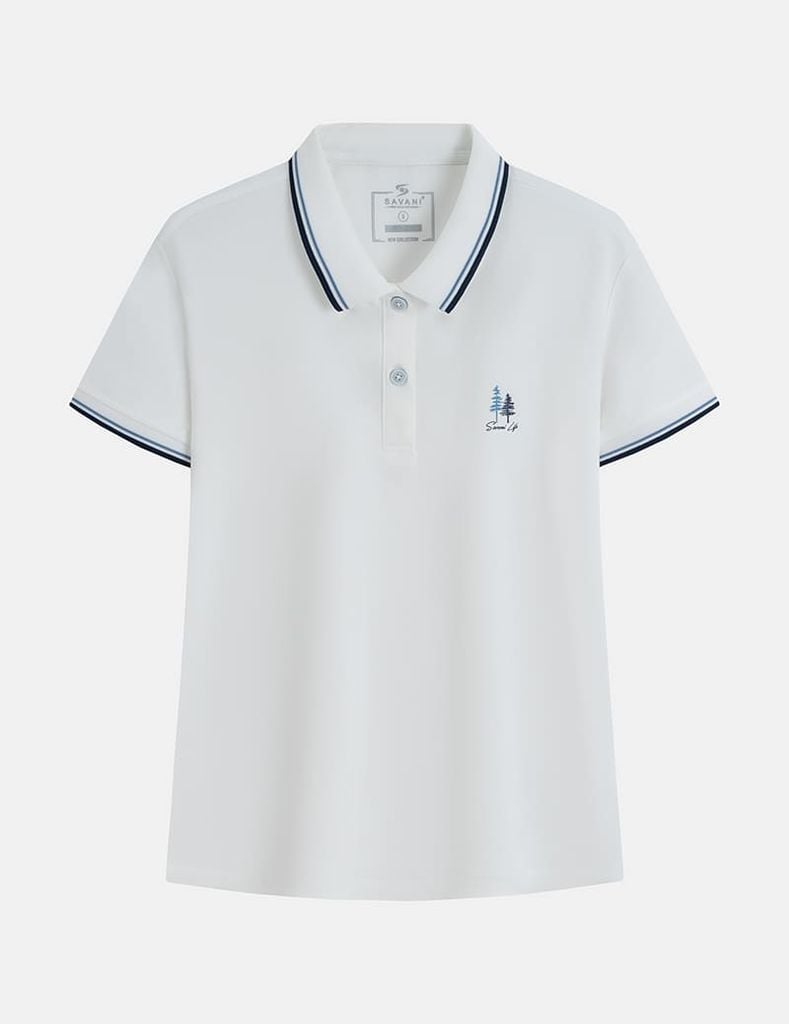 Áo polo nữ ngắn tay hình in trước ngực