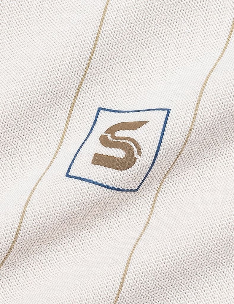 Áo polo ngắn tay nữ kẻ sọc thêu logo trước ngực