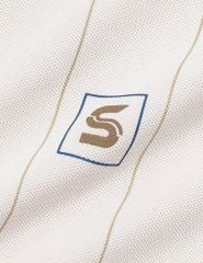 Áo polo ngắn tay nữ kẻ sọc thêu logo trước ngực