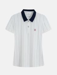 Áo polo ngắn tay nữ kẻ sọc thêu logo trước ngực
