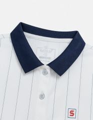 Áo polo ngắn tay nữ kẻ sọc thêu logo trước ngực