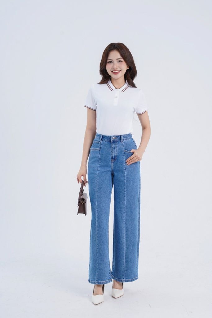 Quần jean nữ ống suông