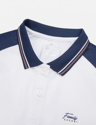 Áo polo nữ phối tay in hình trước ngực