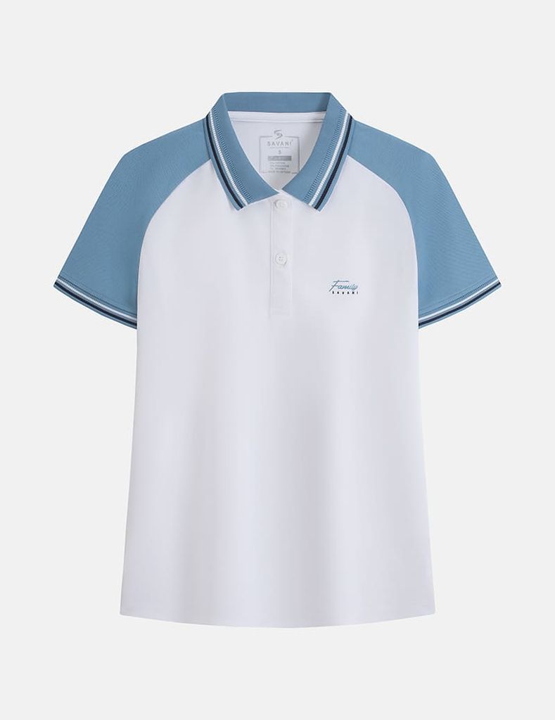 Áo polo nữ phối tay in hình trước ngực