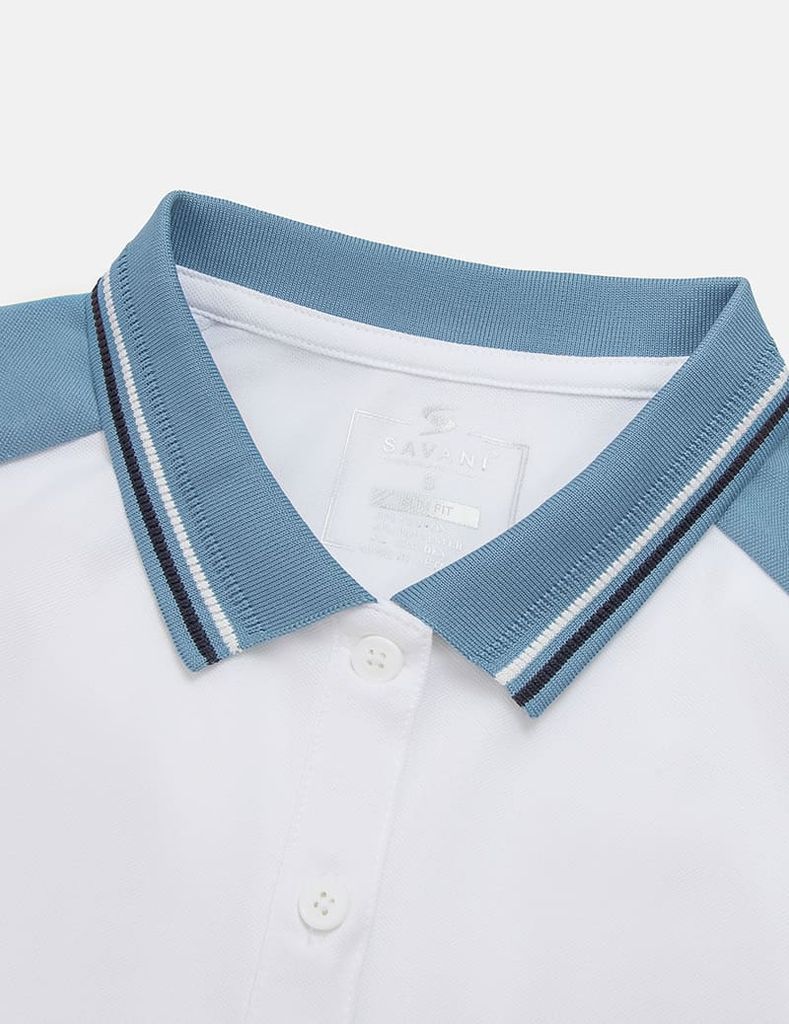 Áo polo nữ phối tay in hình trước ngực