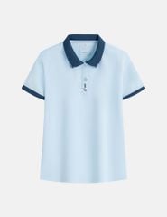 Áo polo nữ hình thêu ở nẹp cổ