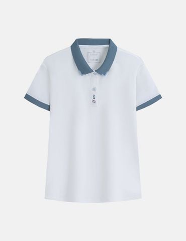 Áo polo nữ hình thêu ở nẹp cổ