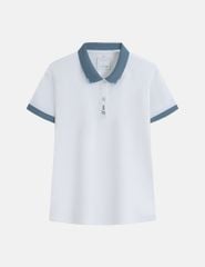 Áo polo nữ hình thêu ở nẹp cổ