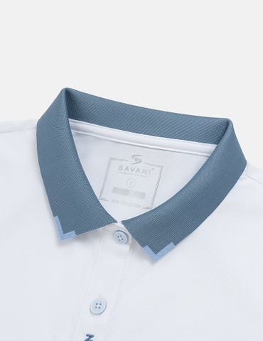 Áo polo nữ hình thêu ở nẹp cổ