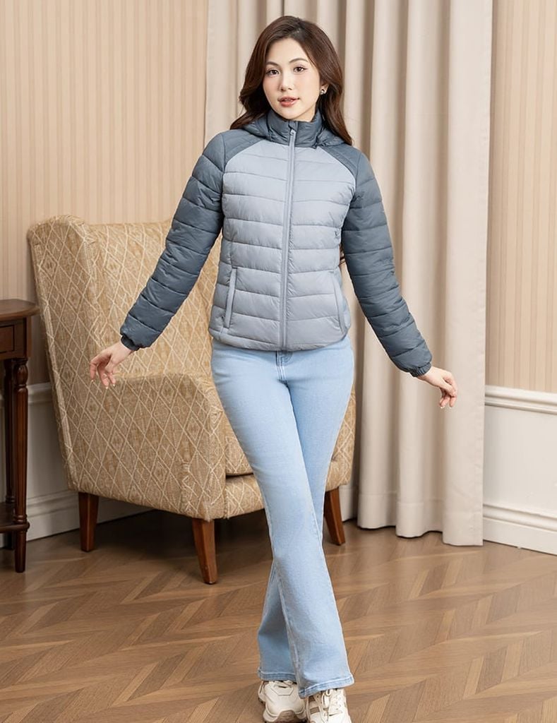 Áo phao nữ siêu nhẹ phối khác màu