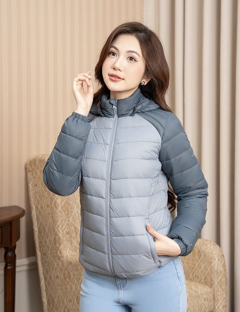 Áo phao nữ siêu nhẹ phối khác màu