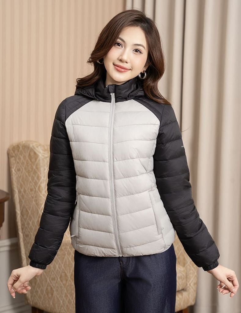 Áo phao nữ siêu nhẹ phối khác màu