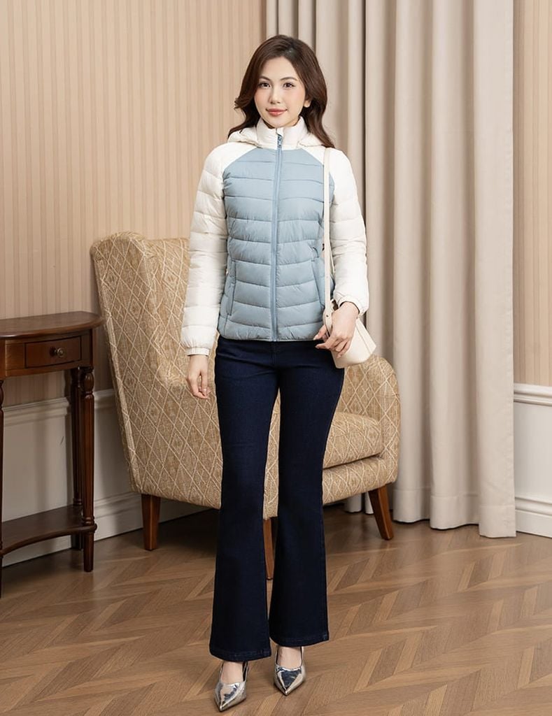 Áo phao nữ siêu nhẹ phối khác màu