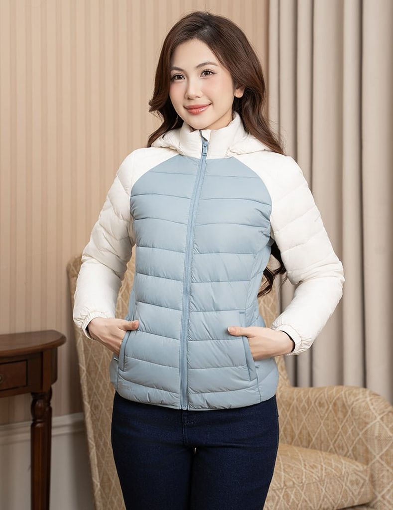 Áo phao nữ siêu nhẹ phối khác màu