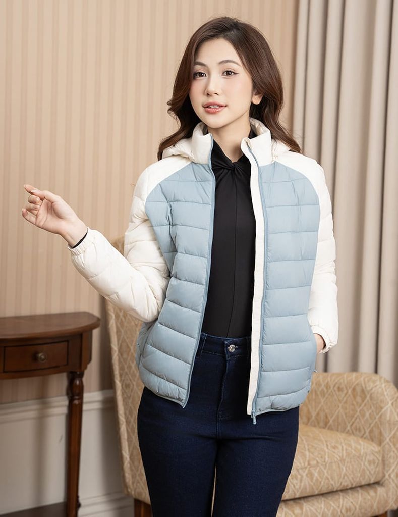 Áo phao nữ siêu nhẹ phối khác màu