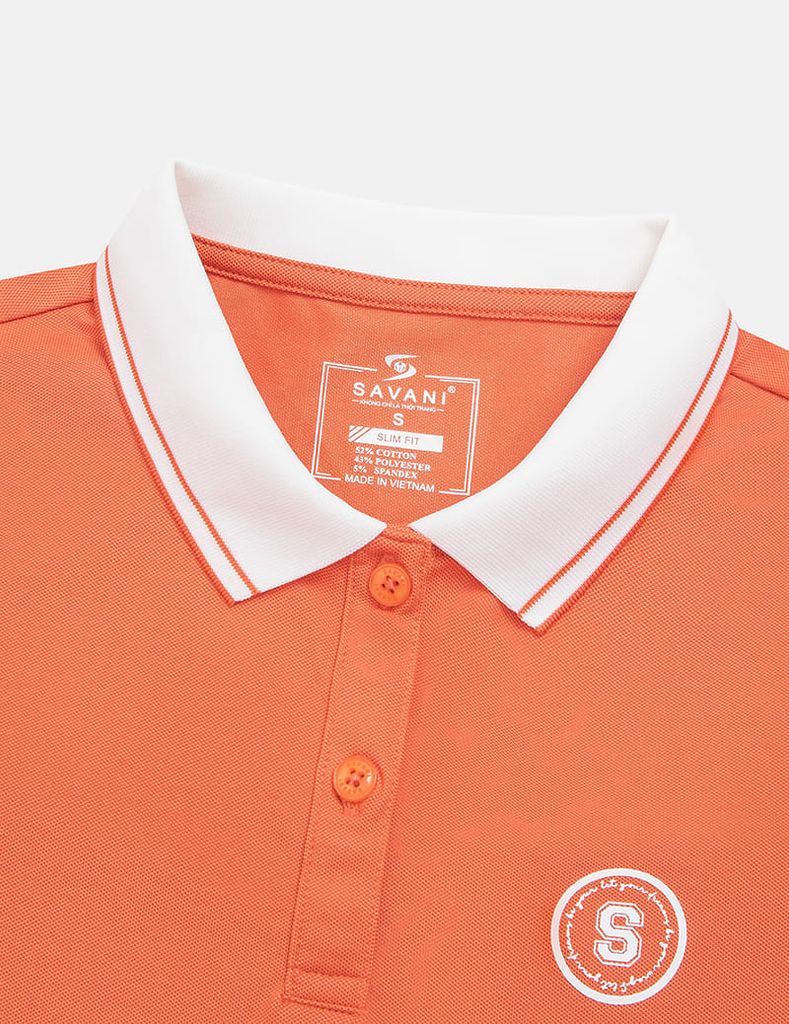 Áo polo ngắn tay nữ hình in trước ngực