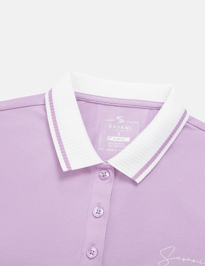 Áo polo ngắn tay nữ hình in trước ngực