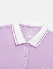 Áo polo ngắn tay nữ hình in trước ngực