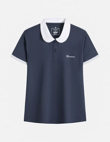 Áo polo ngắn tay nữ cổ sen thêu logo trước ngực